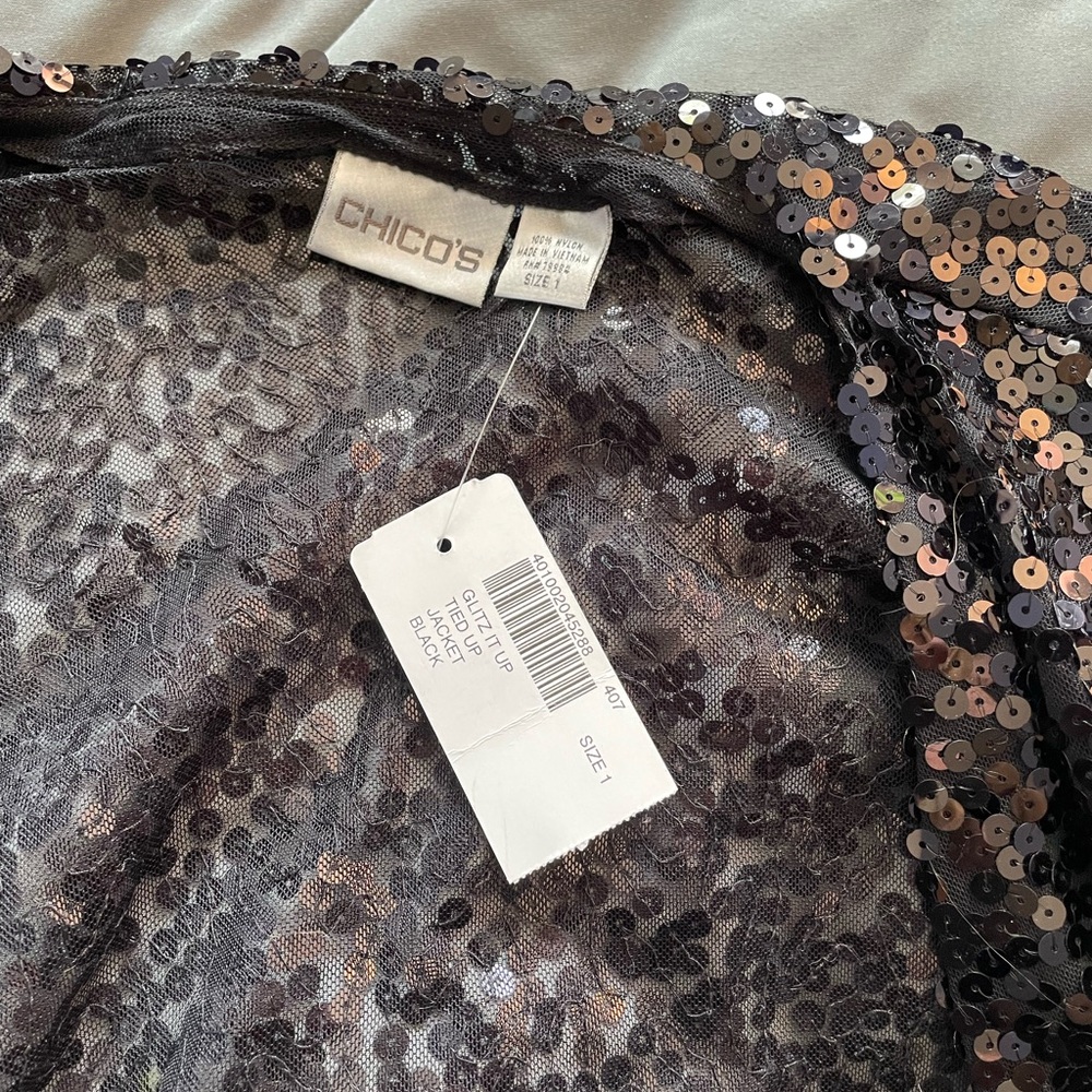 Chico's Black Sequin evening jacket